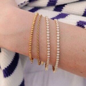 PRETTY Waterproof Gold Tennis Bracelet Cubic Zirconia Everyday Stacking Bracelet